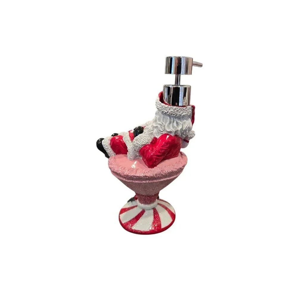 New Christmas Santa Claus Peppermint Candy Cane Martini Cocktail Soap Dispenser